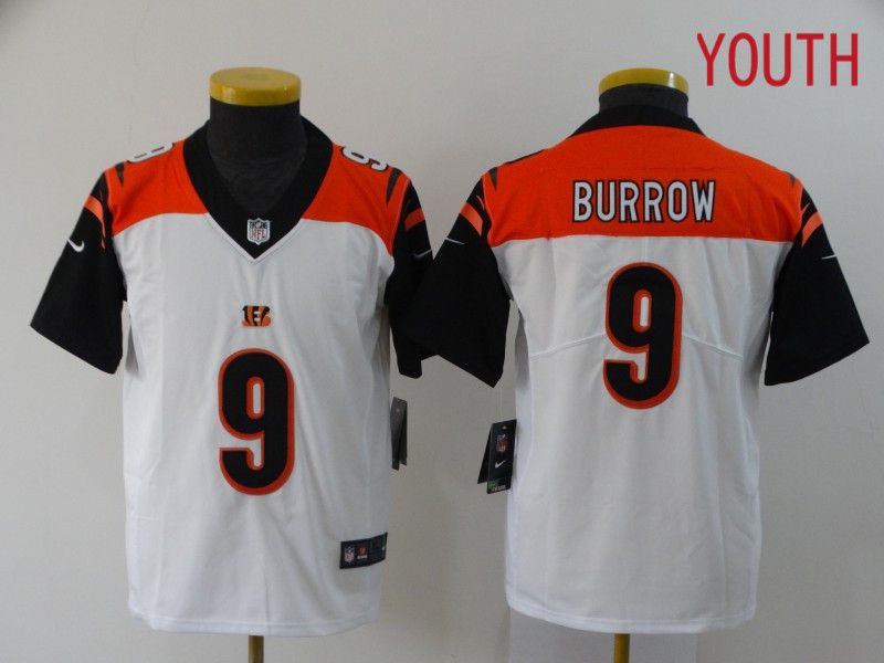 Youth Cincinnati Bengals #9 Burrow White Nike Vapor Untouchable Stitched Limited NFL Jerseys->youth nfl jersey->Youth Jersey